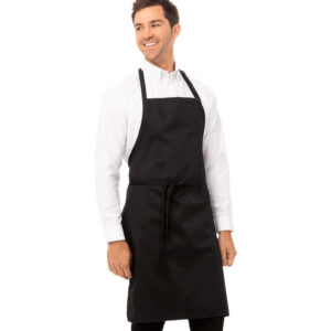 Buckled Bib Apron Black on Dress Shirt - Main