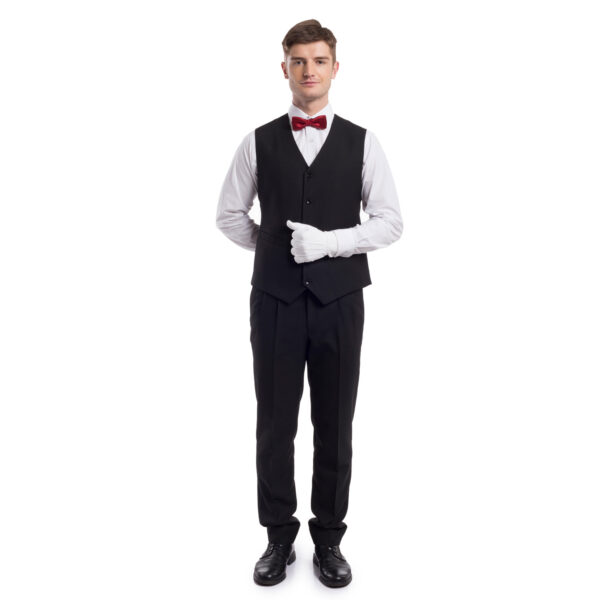 Black Waist Coat with Pocket and Back Strap - Front