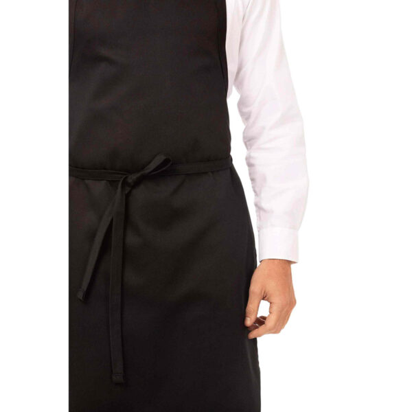 Buckled Bib Apron Black on Dress Shirt - Closer